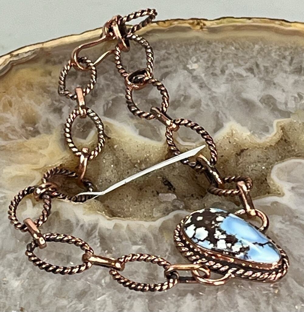 Golden Hills Turquoise Copper Link Chain Southwestern Bracelet 7” Handmade NEW